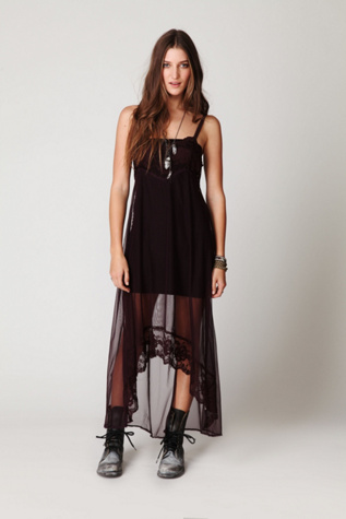 Lace & Mesh Maxi Slip