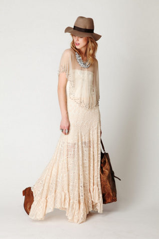 Two Tone Pieced Lace Maxi