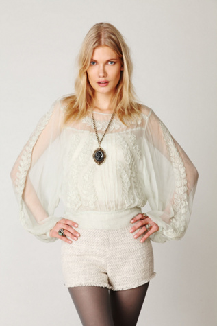 Embroidered Sheer Top