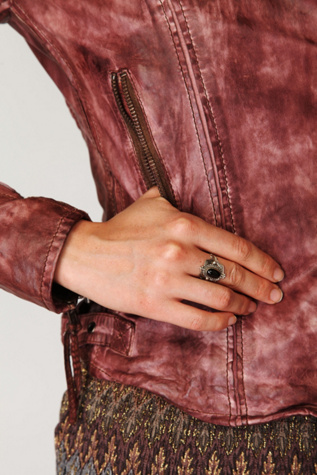 Vintage Wine Leather Biker Jacket
