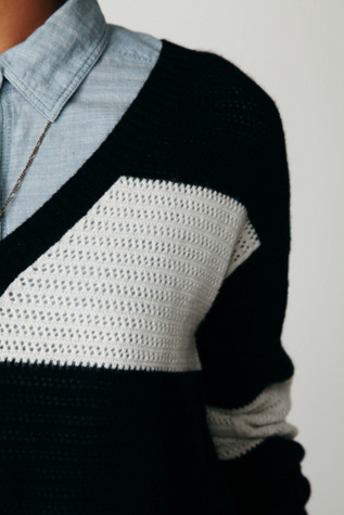 Colorblock Crop Cashmere Pullover