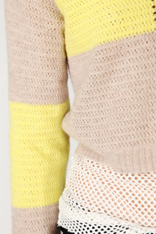 Colorblock Crop Cashmere Pullover