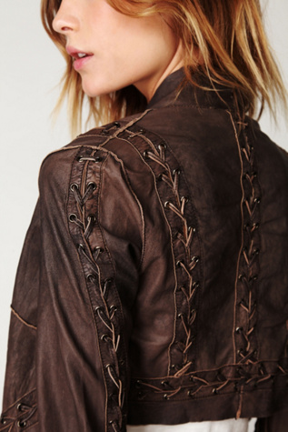 Lace Up Leather Jacket