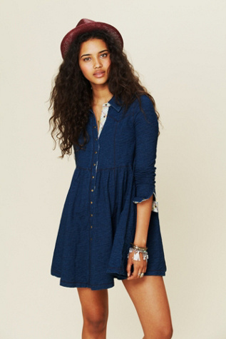 Denim Knit Shirt Dress