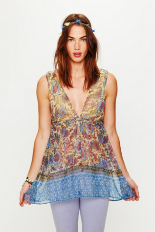 Sheer Border Print Tunic