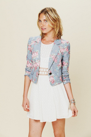 Floral Denim Shrunk Blazer