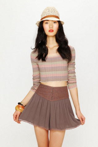 High Waist Crochet Yoke Skort