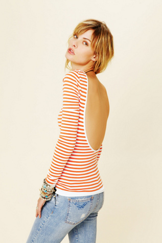 Striped Low Back Top