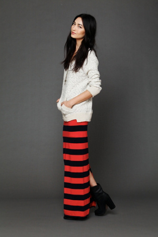 Rugby Stripe Column Skirt in clothes-skirts