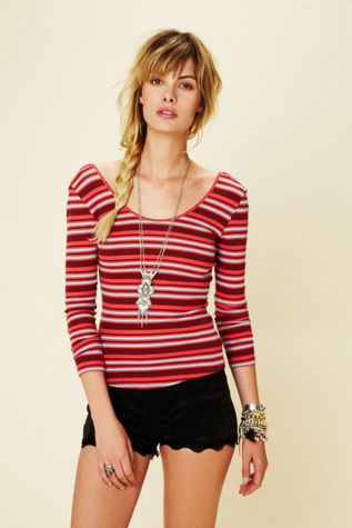 Stripey Tiny Knit Long Sleeve Top