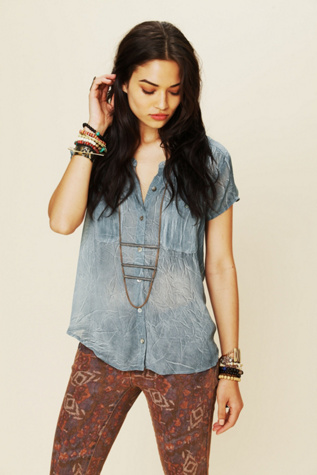 We The Free Marble Effect Buttondown Top