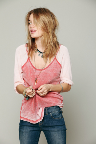 We The Free Long Sleeve Cotton Candy Burnout Top