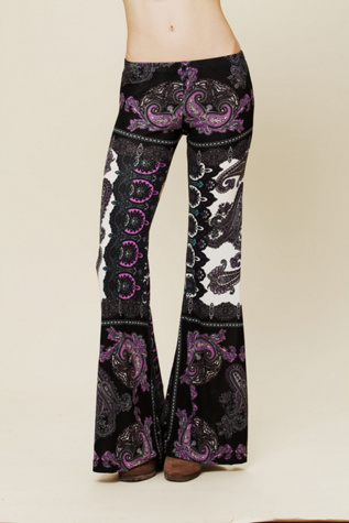 Border Print Bell Bottoms