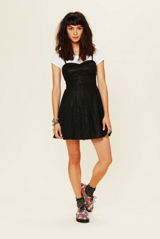 Vegan Leather Fit and Flare Dress