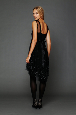 Noir Embellished Mesh Dress
