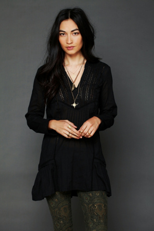 Long Sleeve Pintuck Texture Tunic