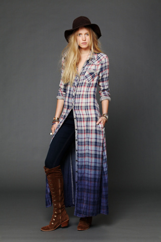 Plaid Dip Dye Maxi