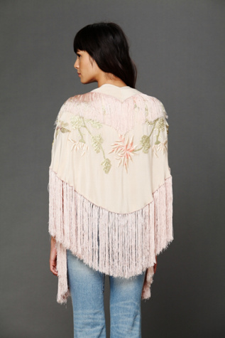 Embroidered Crepe Shawl