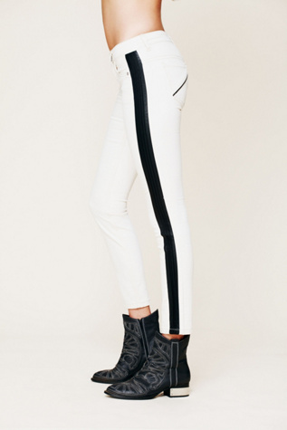 Vegan Leather Trim Skinny