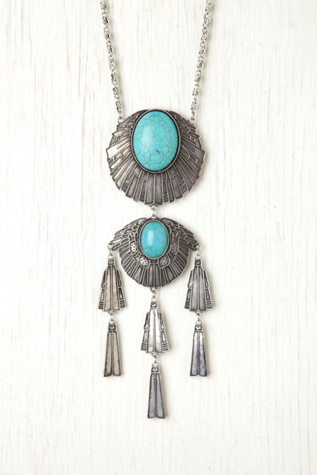 Metal Stone Fringe Necklace