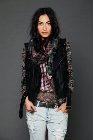 Embroidered Back Vegan Leather Vest