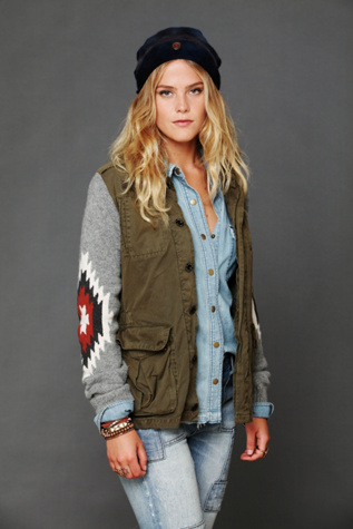 Cargo Jacket with Sweater Sleeves