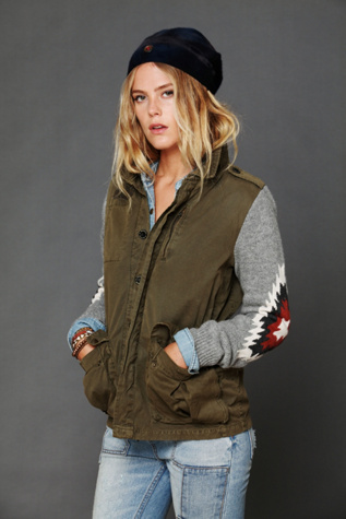 Cargo Jacket with Sweater Sleeves