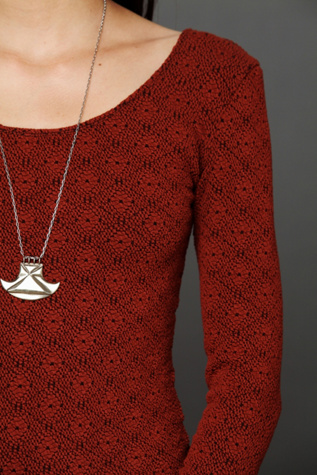 Long Sleeve Diamond Textured Top