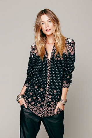 Ethnic Diamonds Buttondown in wildflower