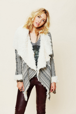 Heading South Striped Faux Fur Jacket