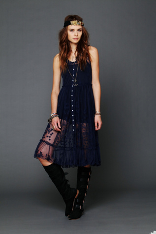 Embroidered Button Front Slip
