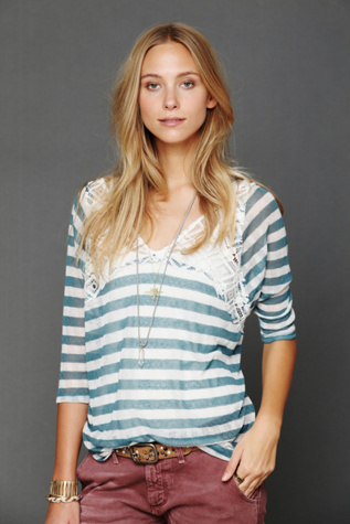 Stripe Crochet Lace Top