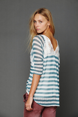 Stripe Crochet Lace Top
