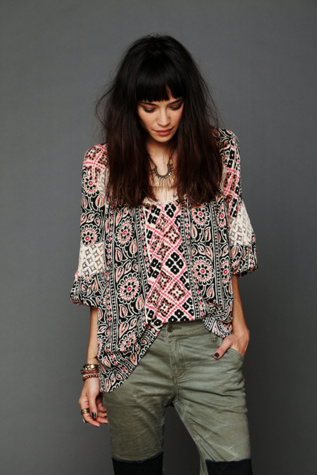 Printed Bubble Sleeve Tunic