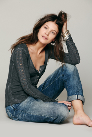 Shell Stitch Lace Henley