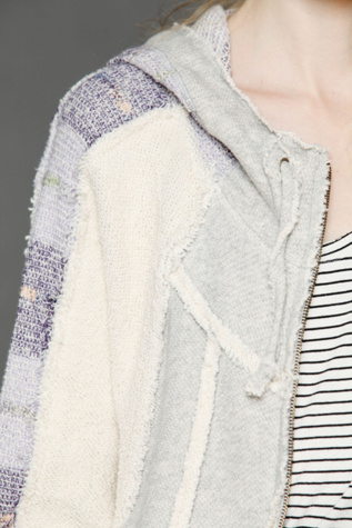 Pattern Pieced Zip Up Hoodie