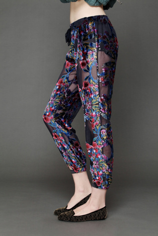 Printed Burnout Velvet Harem Lounge Pant