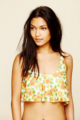 Tallow Sunflowers Crop Bikini Top in Bikinis