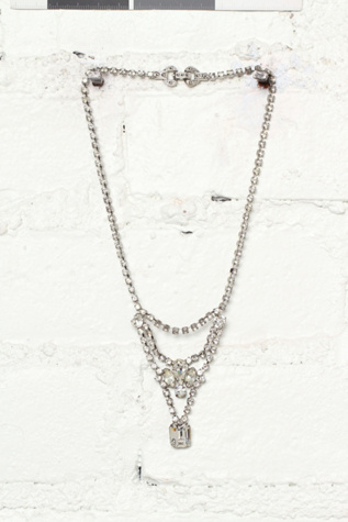 Free People Vintage 1980s Rhinestone Embellished Necklace  in Vintage-Jewelry