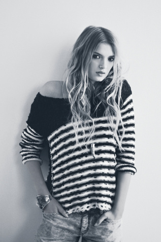 Striped In Crochet Pullover
