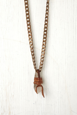 Leather Wrap Crystal Pendant