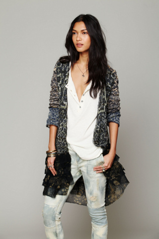 Free People Ruffle Pattern Cardi in tops