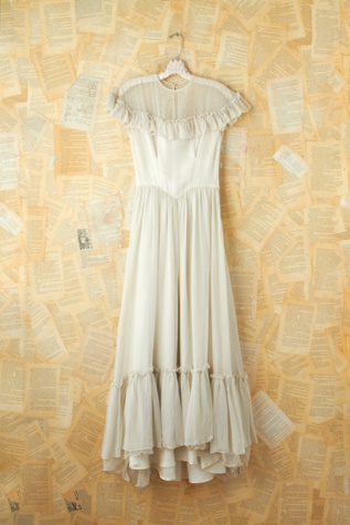 Vintage White Ruffled Maxi Dress