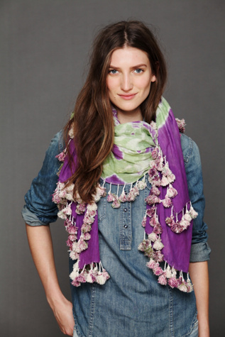 Tie Dye Pom Pom Scarf in sale-sale-under-50