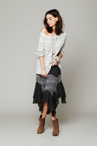 Diamond Knit Lace Skirt