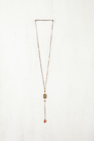 Bead & Metal Rosary Pendant Necklace