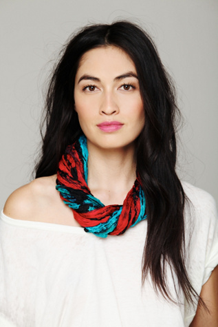 Crinkled Silk Loop Scarf