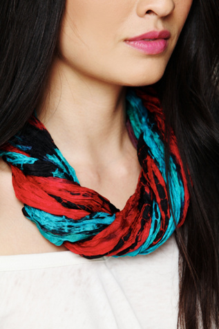 Crinkled Silk Loop Scarf