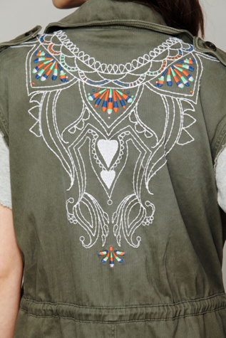 Embroidered Cargo Vest