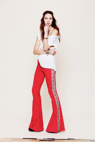 Aztec Stripe Ziggy Super Flares in denim